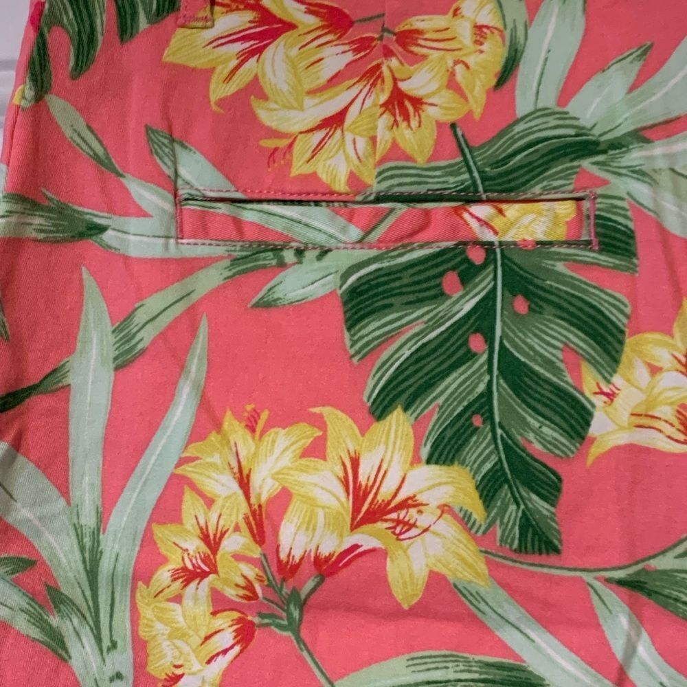 Caribbean Joe Women's Tropical Print Shorts - Coral and Green - Picture 7 of 11